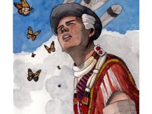 Ao man gazing at butterflies